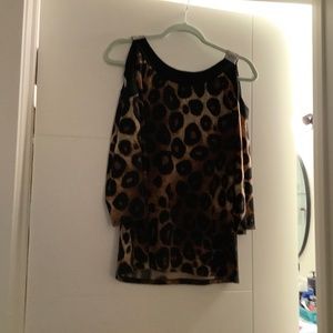 Diane Bell Large Black Leopard Print Blouse